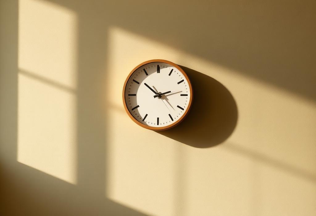 A wall clock in soft morning light, marking time passing during pregnancy